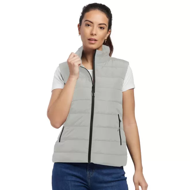 DOUDOUNE SANS MANCHE RPET FEMME PERSONNALISABLE 'KONNIE' - gris clair