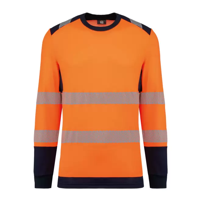 TEE-SHIRT MANCHES LONGUES SECURITE PERSONNALISABLE 'SECA' - orange/marine