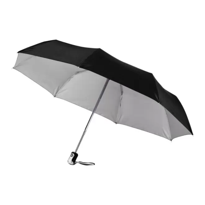 PARAPLUIE PERSONNALISÉ PLIABLE AUTO 'BALMORE' - EXPÉDITION RAPIDE 4 JOURS - noir/argente