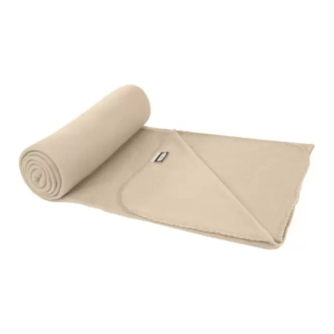 PLAID POLAIRE PERSONNALISÉ RPET 'WEEK-END' - EXPEDITION RAPIDE 4 JOURS - beige