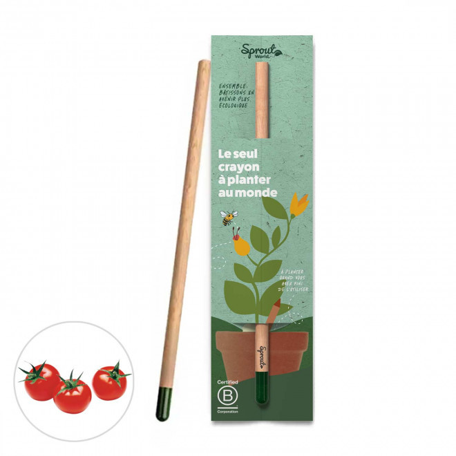 CRAYON GRAINES PERSONNALISÉ CARTONNETTE 'POUSS' - tomate cerise