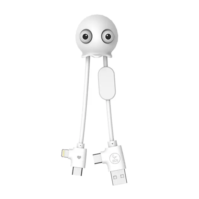 CABLE ANTI-STRESS PERSONNALISABLE 4-EN-1 'OCTOBY' - blanc