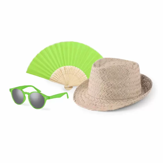 SET LUNETTES EVENTAIL CHAPEAU PERSONNALISABLE 'SUMMER' - vert