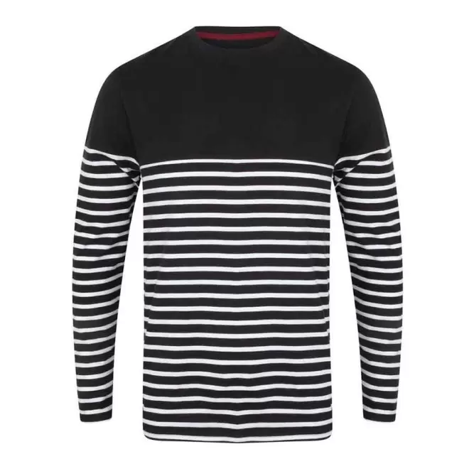 TEE-SHIRT MARINIÈRE PUBLICITAIRE MIXTE 'BRETON ML' - navy/white