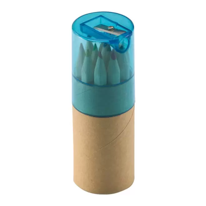 SET DE 12 CRAYONS DE COULEUR AVEC TAILLE CRAYON PERSONNALISABLE 'SANTANDER' - bleu