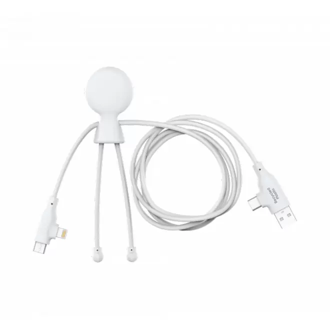 CABLE DE CHARGE PERSONNALISABLE XOOPAR® 'MR BIO LONG FAST 60W' - blanc
