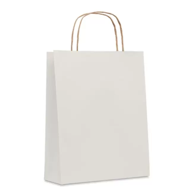 SAC PAPIER KRAFT ANSES TORSADEES 'HONDURO' 18X21X8 CM- EXPÉDITION RAPIDE 5 JOURS - blanc
