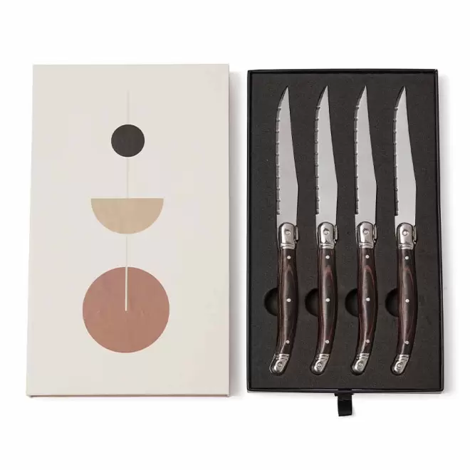 COFFRET PERSONNALISABLE DE COUTEAUX A VIANDE 'RHOS' - silver