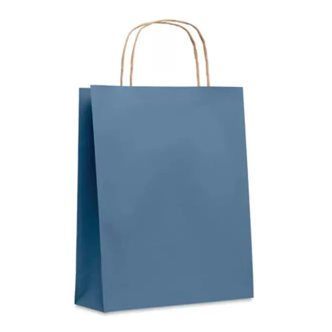 SAC PAPIER KRAFT ANSES TORSADEES 'HONDURO' 18X21X8 CM- EXPÉDITION RAPIDE 5 JOURS - bleu
