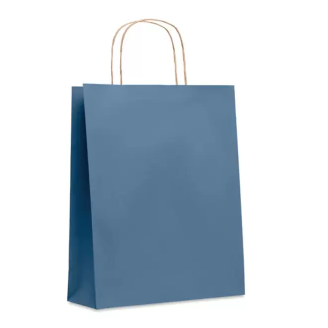 SAC PAPIER KRAFT ANSES TORSADEES 'HONDURO' 32X12X40 CM- EXPÉDITION RAPIDE 5 JOURS - bleu
