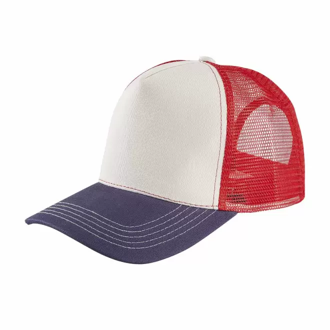 CASQUETTE TRUCKER FILET PERSONNALISABLE 'BLINK' - écru/bleu/rouge