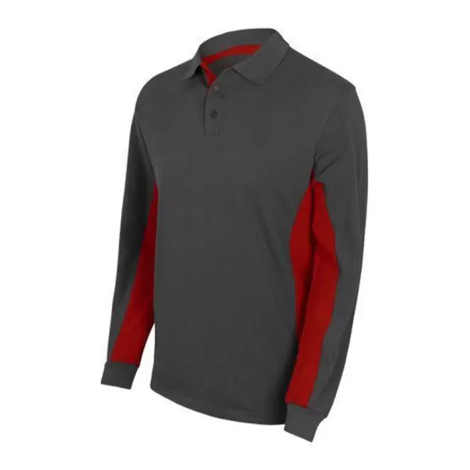 POLO PERSONNALISABLE BICOLORE VELILLA® 'ALBANE ML' - grey/red