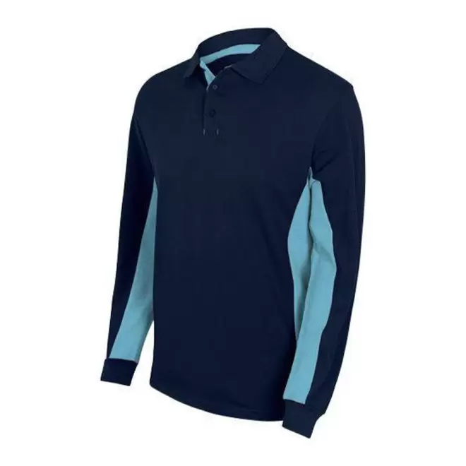 POLO PERSONNALISABLE BICOLORE VELILLA® 'ALBANE ML' - navy/sky