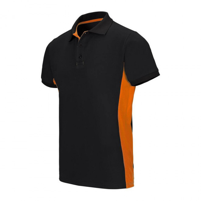 POLO PERSONNALISÉ BICOLORE MANCHES COURTES 'ALBANE MC' 180 GR/M² - black/orange