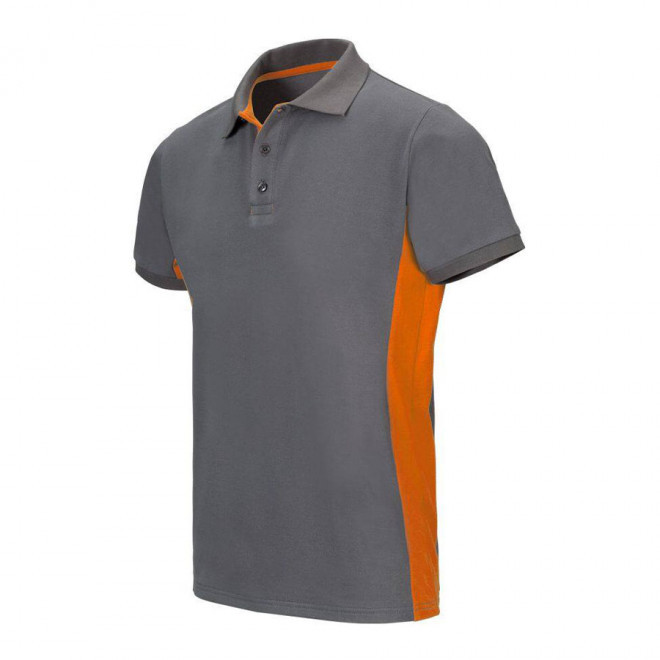 POLO PERSONNALISÉ BICOLORE MANCHES COURTES 'ALBANE MC' 180 GR/M² - grey/orange