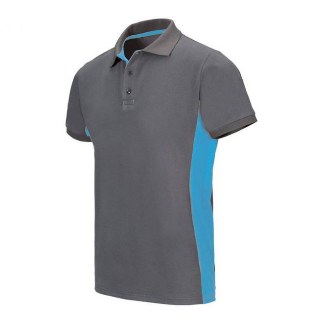 POLO PERSONNALISÉ BICOLORE MANCHES COURTES 'ALBANE MC' 180 GR/M² - grey/sky blue