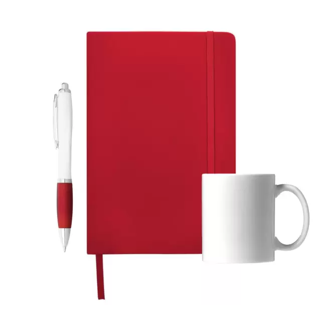 SET CARNET STYLO MUG PERSONNALISABLE 'JOSI' - rouge