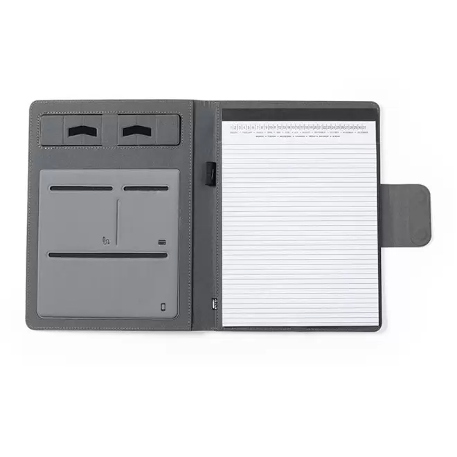 CONFÉRENCIER PERSONNALISÉ A4 AVEC BATTERIE DE SECOURS 5000 MAH 'HOLEB' - gris