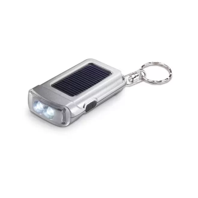 PORTE-CLES LAMPE TORCHE SOLAIRE 'GALLENO' - argenté