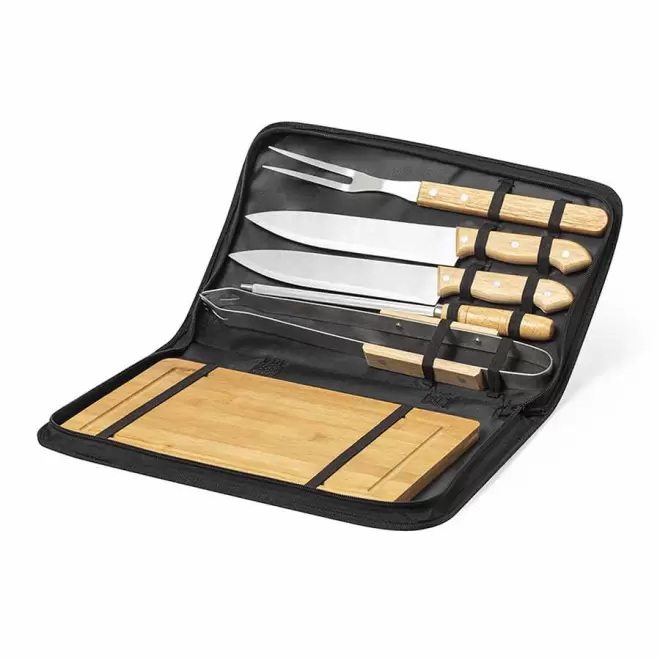 SET BARBECUE PUBLICITAIRE 6 PIECES 'RIBS' - noir