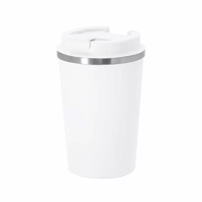MUG PERSONNALISABLE ACIER INOX DOUBLE PAROI 350 ML 'TOODI' - blanc