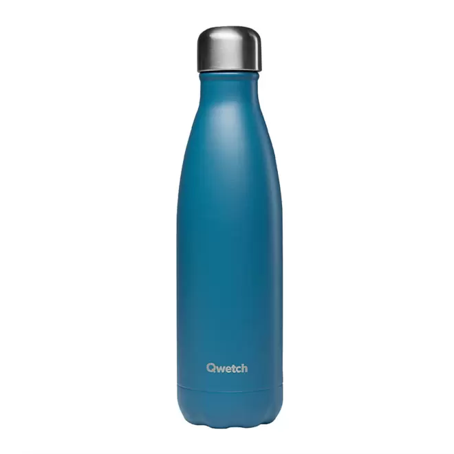 BOUTEILLE ISOTHERME PERSONNALISABLE INOX '500 ML QWETCH®' - bleu canard