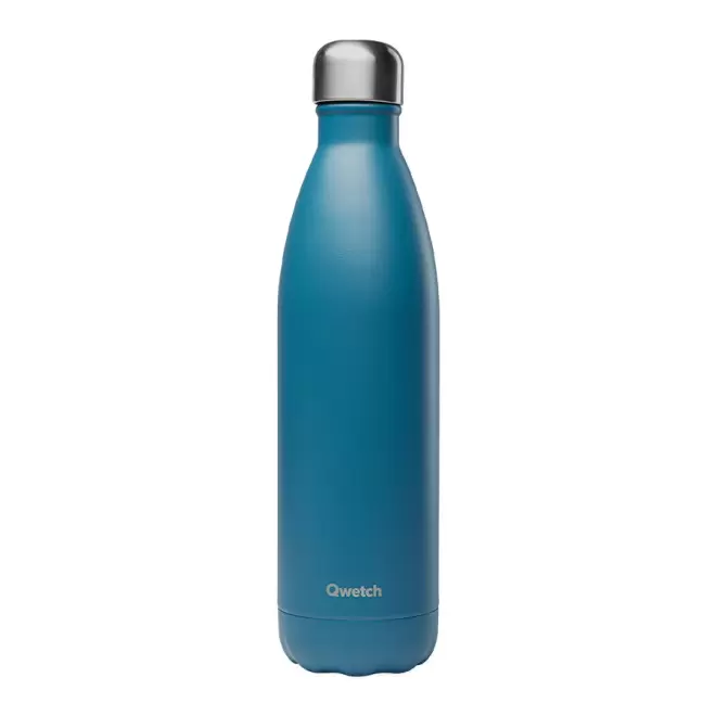 BOUTEILLE ISOTHERME PERSONNALISABLE INOX 750 ML QWETCH® - bleu canard
