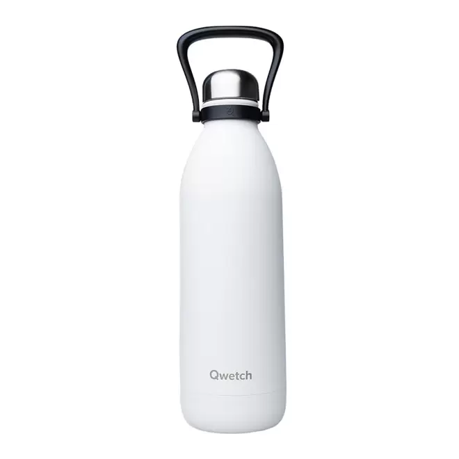 BOUTEILLE ISOTHERME PERSONNALISABLE INOX '1,5L QWETCH®' - blanc
