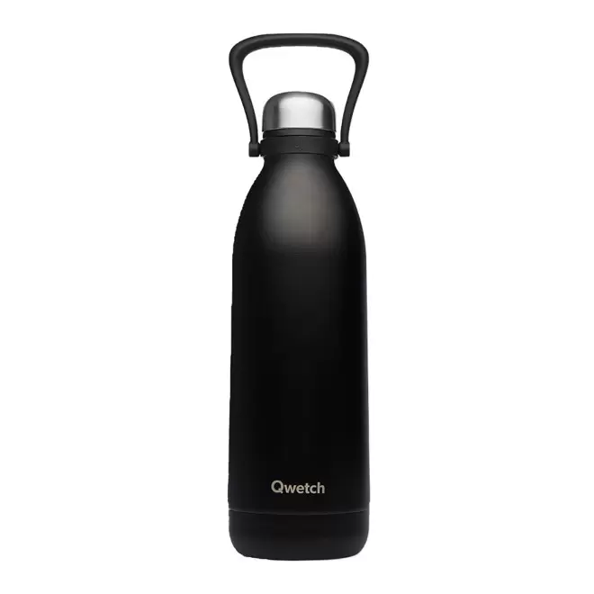 BOUTEILLE ISOTHERME PERSONNALISABLE INOX '1,5L QWETCH®' - noir