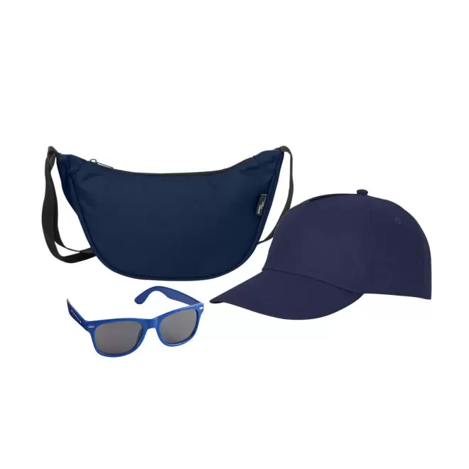 SET PERSONNALISABLE CASQUETTE BANANE LUNETTES 'FESTI' - bleu marine