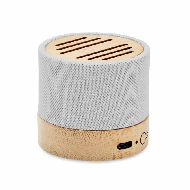 MINI ENCEINTE SANS FIL PERSONNALISABLE 'ELEG BAMBOU' - blanc