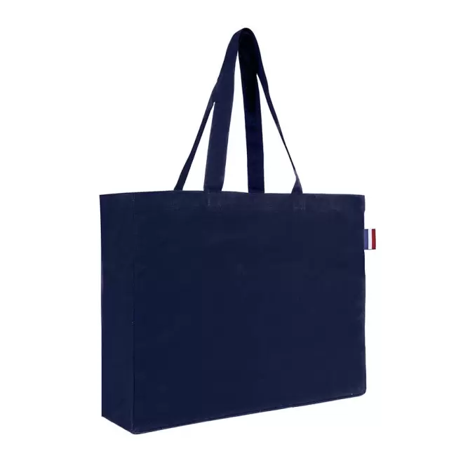 SAC PERSONNALISABLE COTON COLORE SOUFFLET 220G 'FRANCIS' - bleu marine