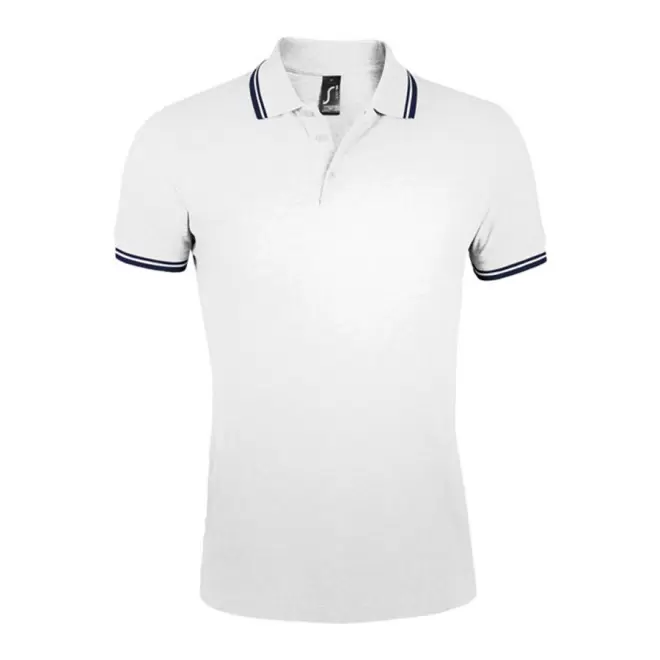POLO BICOLORE PERSONNALISABLE HOMME 'PASADENA' RAPIDE 4J - blanc/marine