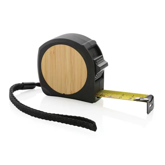 MÈTRE PUBLICITAIRE RUBAN 5M EN BAMBOU 'MESURIO RCS' - noir/bambou
