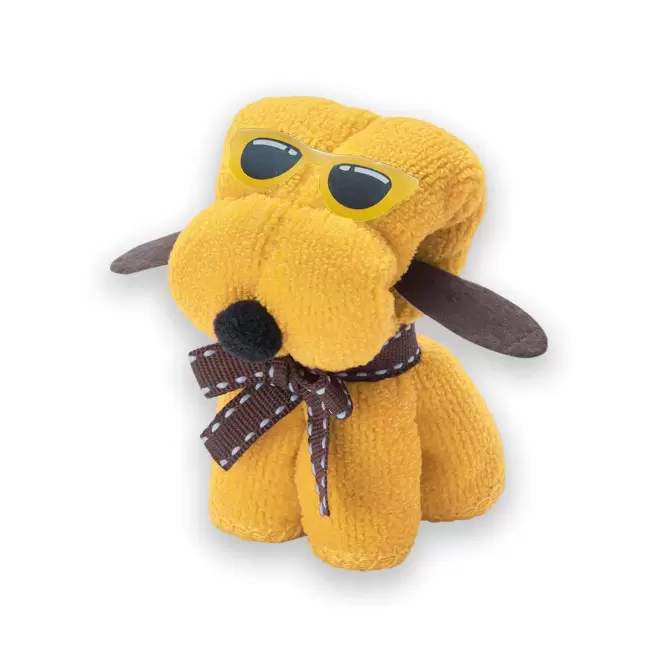 SERVIETTE MICROFIBRE ENFANT PERSONNALISABLE 'WOUFFY' - jaune