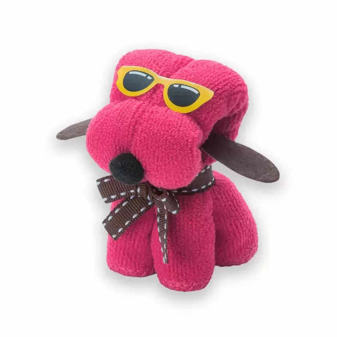 SERVIETTE MICROFIBRE ENFANT PERSONNALISABLE 'WOUFFY' - rose