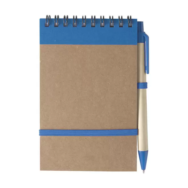 BLOC-NOTES PERSONNALISÉ RECYCLÉ AVEC STYLO 'PAPYRUS' NON LIGNÉ - bleu
