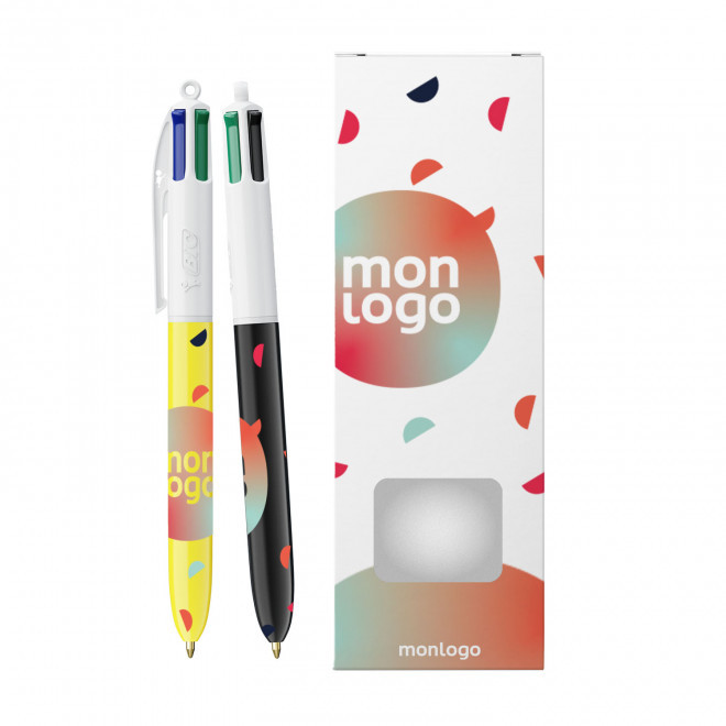 PACK 2 STYLOS 4 COULEURS BIC® PERSONNALISABLE 'STYLBOX' - Mix and Match