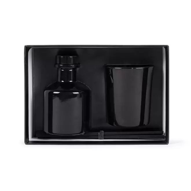 COFFRET BOUGIE ET DIFFUSEUR PERSONNALISABLE 'NONMA' - noir