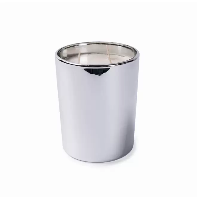 BOUGIE 3 MECHES BOITE BRILLANTE PERSONNALISABLE 'LORENA' - argent