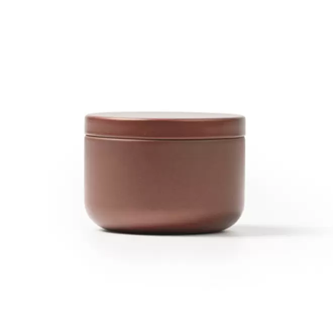 BOUGIE PARFUMEE PERSONNALISABLE BOITE METAL 'ECRYN ROND' - or rose