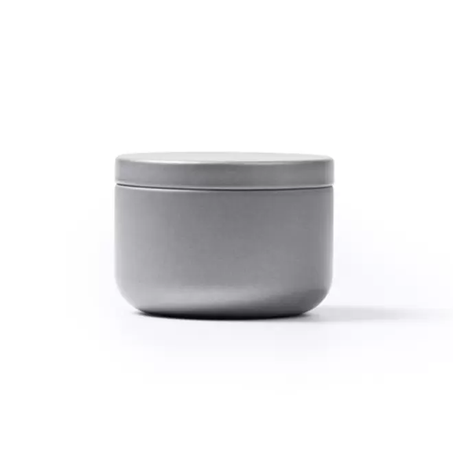 BOUGIE PARFUMEE PERSONNALISABLE BOITE METAL 'ECRYN ROND' - argenté