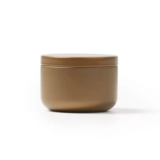 BOUGIE PARFUMEE PERSONNALISABLE BOITE METAL 'ECRYN ROND' - doré