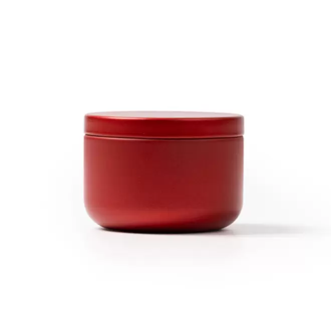 BOUGIE PARFUMEE PERSONNALISABLE BOITE METAL 'ECRYN ROND' - rouge