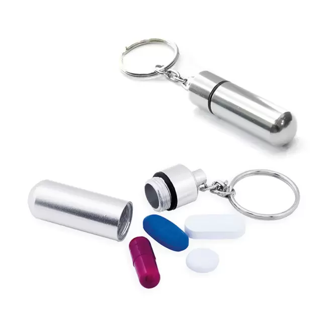 PORTE-CLÉS PILULIER PERSONNALISABLE 'PILULI' - aluminium