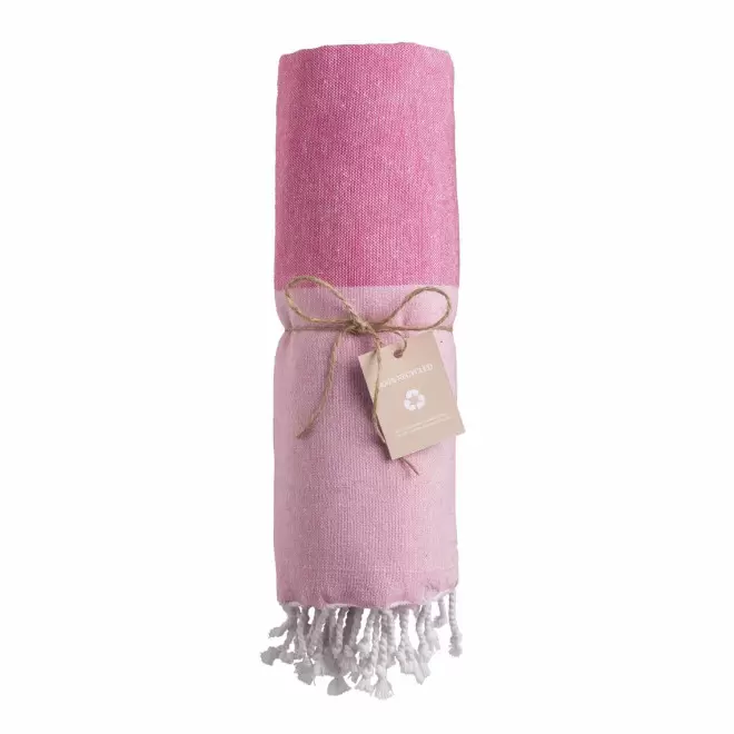 PAREO/FOUTA PERSONNALISABLE 'HORTENSE 180 RECYCLE' GRANDES RAYURES - rose