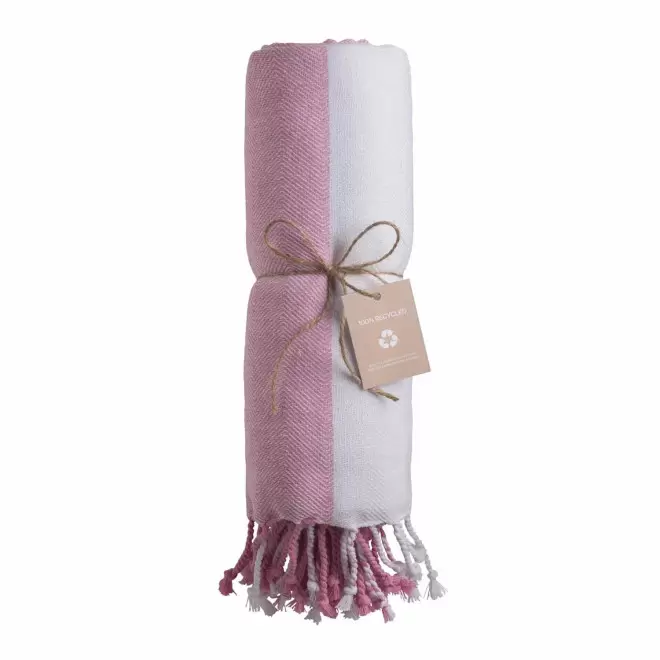 PAREO/FOUTA PERSONNALISABLE 'HORTENSE 180 RECYCLE HORIZONTAL' - rose