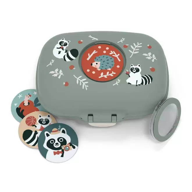 BOITE A GOUTER ENFANT PERSONNALISABLE 'PIOUPIOU' - vert raccoon
