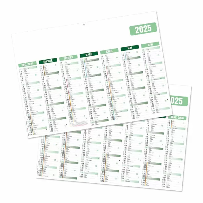 CALENDRIER BANCAIRE PERSONNALISABLE SOUPLE 'CALENSO' - blanc/vert