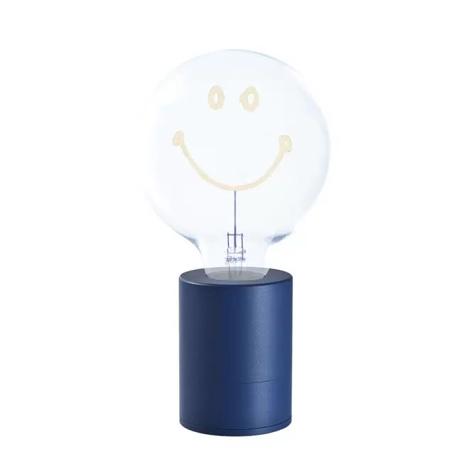 LAMPE AMPOULE PERSONNALISEE 2 LIGNES 'LAMPUN' - bleu